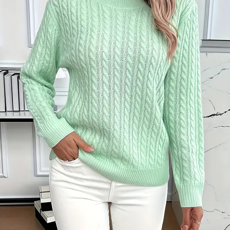 Sudadera de mujer – Corte clásico – Punto trenzado – Efecto lana – Mangas largas