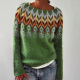 Suéter de mujer - Punto grueso - Corte holgado - Cuello ancho - Mangas largas