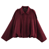 Chaqueta bomber para mujer – Corte oversize – Tejido suave efecto ante – Cuello con muesca