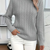 Sudadera de mujer – Corte clásico – Punto trenzado – Efecto lana – Mangas largas