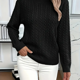 Sudadera de mujer – Corte clásico – Punto trenzado – Efecto lana – Mangas largas
