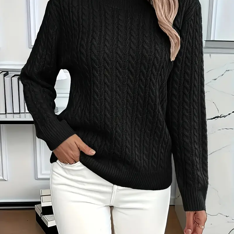 Sudadera de mujer – Corte clásico – Punto trenzado – Efecto lana – Mangas largas