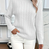Sudadera de mujer – Corte clásico – Punto trenzado – Efecto lana – Mangas largas