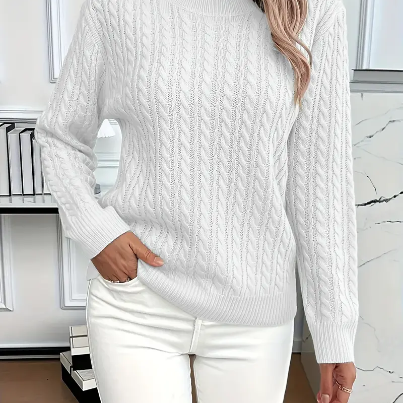 Sudadera de mujer – Corte clásico – Punto trenzado – Efecto lana – Mangas largas