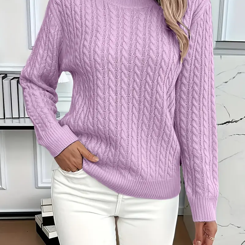 Sudadera de mujer – Corte clásico – Punto trenzado – Efecto lana – Mangas largas