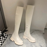 Botas altas para mujer – Corte ajustado – Parte superior elástica – Suela gruesa – Cierre con cremallera