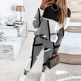 Conjunto de ropa de estar por casa para mujer – Algodón suave – Corte holgado – Estampado geométrico – Cintura ajustable