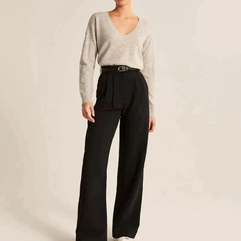 Pantalones de mujer - Cintura alta - Pierna ancha elegante - Comodidad chic