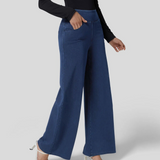 Pantalones anchos de mujer – Cintura alta – Corte fluido – Estilo denim estructurado