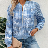 Chaqueta bomber para mujer - Tejido ligero - Cuello acanalado - Mangas largas y sueltas