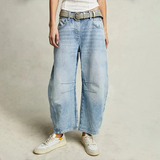Vaqueros anchos para mujer – Corte relajado – Largo hasta el tobillo – Estilo denim casual