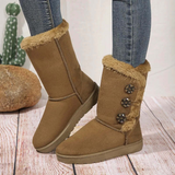 Botas planas de mujer – Piel – Forro cálido – Corte casual a media pantorrilla