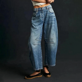Vaqueros anchos para mujer – Corte relajado – Largo hasta el tobillo – Estilo denim casual