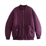 Chaqueta bomber para mujer – Corte oversize – Forro acolchado suave – Cremallera frontal – Estilo streetwear