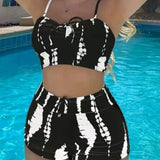 Conjunto de dos piezas de pantalones cortos con cordón