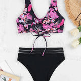 Conjunto de dos piezas con cordón estampado