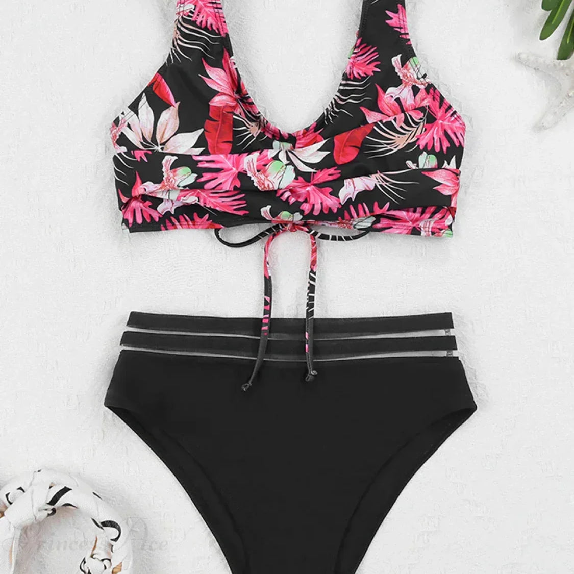 Conjunto de dos piezas con cordón estampado