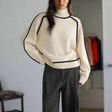 Suéter de cuello alto de lujo acogedor, elegante, suave y chic para mujer.