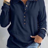Blusa de mujer – Punto suave – Corte holgado – Abotonada – Mangas largas