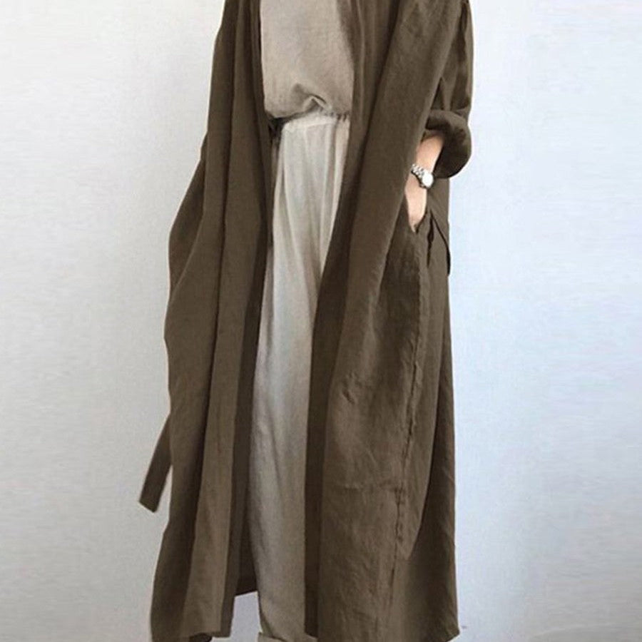 Gabardina de mujer – Corte oversize – Tejido transpirable – Largo hasta el tobillo – Abierta