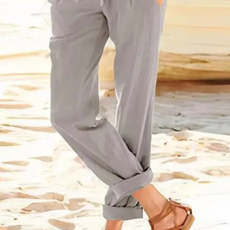Pantalón recto de mujer – Corte holgado – Cintura ajustable – Tejido transpirable