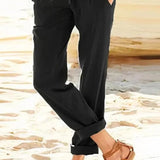 Pantalón recto de mujer – Corte holgado – Cintura ajustable – Tejido transpirable