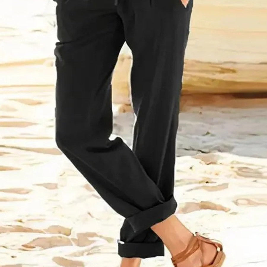 Pantalón recto de mujer – Corte holgado – Cintura ajustable – Tejido transpirable