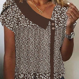 Camiseta de manga corta para mujer – Corte holgado – Estampado floral – Tejido transpirable