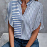 Blusa de mujer – Corte holgado – Mangas medias – Rayas – Tejido transpirable