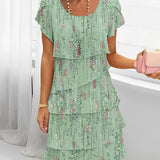 Vestido corto de mujer – Corte holgado – Sin mangas – Volantes en capas – Tejido transpirable
