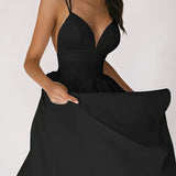Vestido de mujer - Escote pronunciado - Sin mangas - Falda vaporosa - Vestido de noche elegante