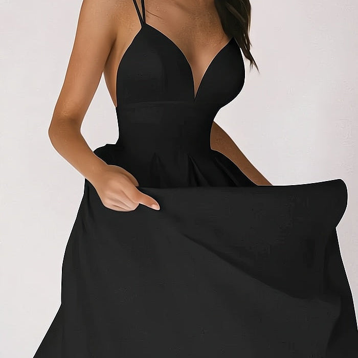 Vestido de mujer - Escote pronunciado - Sin mangas - Falda vaporosa - Vestido de noche elegante