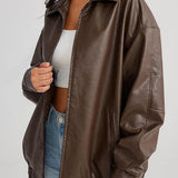 Chaqueta de aviador de cuero PU