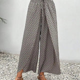 Pantalones anchos para mujer - Cintura elástica con cordón - Cómodos y fluidos