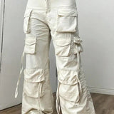 Pantalones cargo negros de pierna ancha Y2K