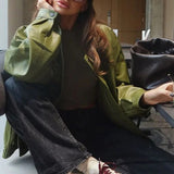 Chaqueta vintage de piel sintética verde