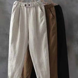 Pantalones casuales de mujer – Corte holgado – Cintura elástica – Tejido transpirable – Largo hasta el tobillo