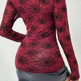 Blusa ajustada de malla transparente