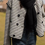 Chaqueta corta de tweed con estampado de pata de gallo