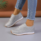 Zapatillas deportivas para mujer - Sintéticas - Correa elástica - Acabado brillante - Corte bajo
