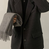 Blazer largo extragrande en mezcla de lana