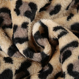 Abrigo corto de felpa con estampado de leopardo sexy