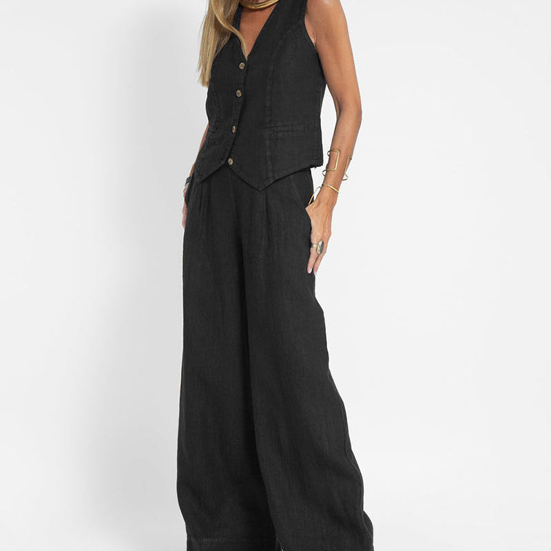 Cárdigan ajustado para mujer – Lino transpirable – Cuello en V – Elegante cierre de botones