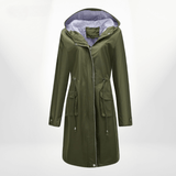 Gabardina de mujer – Impermeable largo – Capucha – Cintura ajustable – Bolsillos con solapa