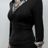 Blusa ajustada de punto de camuflaje de manga larga