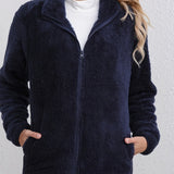 Chaqueta informal de piel sintética con cremallera
