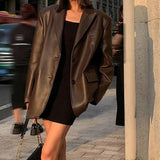 Chaqueta blazer de cuero PU negro