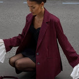 Blazer vintage de rayas con patchwork