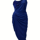 Vestido de mujer – Asimétrico de un solo hombro – Lentejuelas elegantes – Abertura de noche