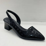 Sandalias de tira trasera para mujer - Tacón cuadrado cómodo - Punta puntiaguda - Efecto piel de cocodrilo